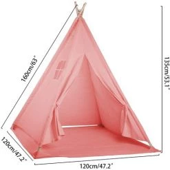UNHO Tipi Enfant Avec Tapis Rose Exterieur Interieur Tente Anti UV Bébé Cabane Chambre Fille Garcon - 120x120x130 Cm -Lit enfant Soldes Boutique 36848919 3