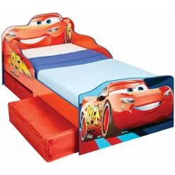 BEBEGAVROCHE Pack Complet Premium Lit Design Flash McQueen Tiroirs Cars Disney = Lit+Matelas & Parure+Couette+Oreiller - Bleu, Rouge -Lit enfant Soldes Boutique 37330507 4