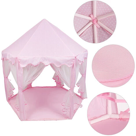 YONGQING Tente Pliable Portative De Jeu Pour Enfants Princesse Pop Up Chateau Filles Jouet Tente (Rose) Pour Maison Plage, Etc - Rose 4 YONGQING Tente Pliable Portative De Jeu Pour Enfants Princesse Pop Up Chateau Filles Jouet Tente (Rose) Pour Maison Plage, Etc - Rose – Image 4