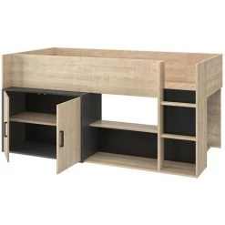Lit Haut Avec Rangements Arz 90x200 - Fabrication Française - Calicosy - Chêne -Lit enfant Soldes Boutique 38927238 3