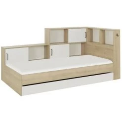Lit Avec Multi-Rangements Erwan 90x200 - Fabrication Française - CaliCosy - Châtaigner