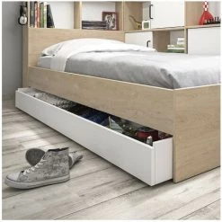 Lit Avec Multi-Rangements Erwan 90x200 - Fabrication Française - CaliCosy - Châtaigner -Lit enfant Soldes Boutique 38927243 3