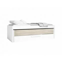 Lit Enfant BOBOCHIC - Lit Gigogne Avec 2 Tiroirs CANDIE Chêne Et Blanc 90 X 190 Cm - Chêne Et Blanc
