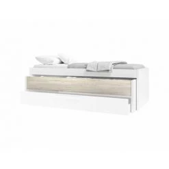 Lit Enfant BOBOCHIC - Lit Gigogne Avec 2 Tiroirs CANDIE Chêne Et Blanc 90 X 190 Cm - Chêne Et Blanc -Lit enfant Soldes Boutique 39493403 3