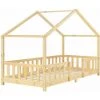 DéCOSHOP26 Lit Pour Enfant En Forme Maison Avec Barrière De Protection Construction Solide Bois De Pin 200 X 90 Cm - Or