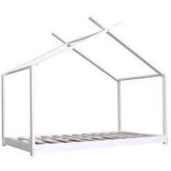 AUTRES Lit Cabane Enfant ELIAH - 90 X 190 Cm - Bois Pin Massif - Blanc - Sommier Inclus -Lit enfant Soldes Boutique 39604962 3