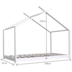 AUTRES Lit Cabane Enfant ELIAH - 90 X 190 Cm - Bois Pin Massif - Blanc - Sommier Inclus -Lit enfant Soldes Boutique 39604962 4