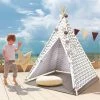 GOPLUS Tipi/Tente Indienne,Tipi Enfant Avec Tapis Rembourré,Grande Maison De Jeu Pliable Solides Intérieure Et Extérieure,Toile En Coton Tente De Jeu Avec Fenêtre Pour Enfants, 120x120x160CM
