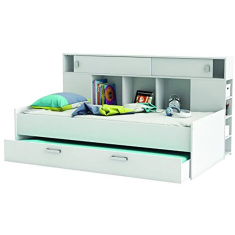 Lit Enfant Avec Environnement Coloris Blanc Mat - 204 X 109 X 122,5 Cm -PEGANE- 2 Lit Enfant Avec Environnement Coloris Blanc Mat - 204 X 109 X 122,5 Cm -PEGANE- – Image 2
