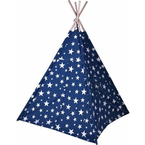 SPETEBO Tente De Jeu Pour Enfants 160 Cm - Tipi Deco Tent - Couleur : BLEU Avec étoiles 1 SPETEBO Tente De Jeu Pour Enfants 160 Cm - Tipi Deco Tent - Couleur : BLEU Avec étoiles