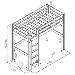 AKITEN RETAIL Lit Mezzanine Aaron Bois Naturel 90x190 Cm - Bois Naturel 7 AKITEN RETAIL Lit Mezzanine Aaron Bois Naturel 90x190 Cm - Bois Naturel -Lit enfant Soldes Boutique 40004977 4
