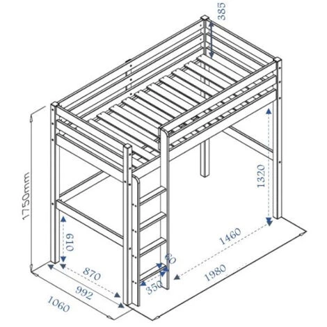 AKITEN RETAIL Lit Mezzanine Aaron Bois Naturel 90x190 Cm - Bois Naturel 4 AKITEN RETAIL Lit Mezzanine Aaron Bois Naturel 90x190 Cm - Bois Naturel – Image 4