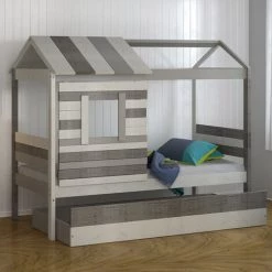 AKITEN RETAIL Lit Cabane Avec Tiroir Lit Charles Gris 90x190 Cm - Gris -Lit enfant Soldes Boutique 40004988 3
