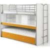 LES TENDANCES Lit Superposé 3 Niveaux Bois Blanc Et Orange Bonny 90x200 Cm
