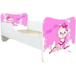 LES TENDANCES Lit Enfant Avec Sommier Et Matelas Happy Kitty 70x140 Cm