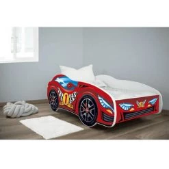 LES TENDANCES Lit Voiture Top Car Rouge 70x140 Cm - Sommier Et Matelas Inclus -Lit enfant Soldes Boutique 40647811 4