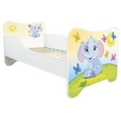 LES TENDANCES Lit Enfant Avec Sommier Et Matelas Eléphanteau 70x140 Cm