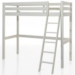 LES TENDANCES Lit Mezzanine 90x200 Cm Pin Massif Blanc Pino