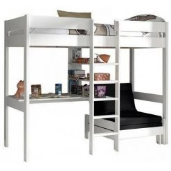 LES TENDANCES Lit Combiné Avec Fauteuil 90x200 Cm Pin Massif Blanc Pino