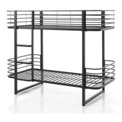 LES TENDANCES Lit Superposé 90x200 Cm Métal Noir Oscar