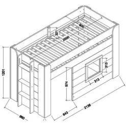 LES TENDANCES Lit Enfant Mezzanine Cabane 90x200 Cm Bois Laqué Blanc Noah -Lit enfant Soldes Boutique 40648867 4