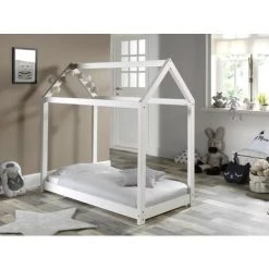 LES TENDANCES Lit Cabane 70x140 Cm Pin Massif Blanc Cabana -Lit enfant Soldes Boutique 40655611 3