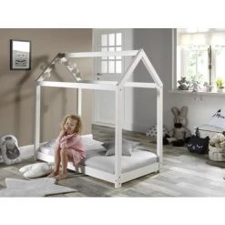 LES TENDANCES Lit Cabane 70x140 Cm Pin Massif Blanc Cabana -Lit enfant Soldes Boutique 40655611 4