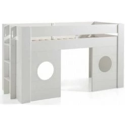 LES TENDANCES Lit Mezzanine Mi Hauteur 90x200 Cm Laqué Blanc Freya