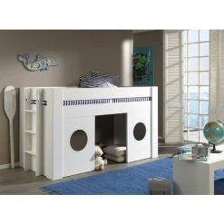 LES TENDANCES Lit Mezzanine Mi Hauteur 90x200 Cm Laqué Blanc Freya -Lit enfant Soldes Boutique 40691133 4