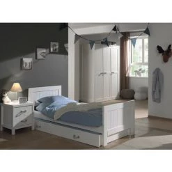 LES TENDANCES Lit Gigogne 90x200 Cm Avec Sommier Laqué Blanc Lewis -Lit enfant Soldes Boutique 40692866 5