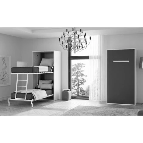 LES TENDANCES Lit Mural Escamotable Superposé 2 Couchages 90x190 Cm Blanc Satiné Liker 1 LES TENDANCES Lit Mural Escamotable Superposé 2 Couchages 90x190 Cm Blanc Satiné Liker