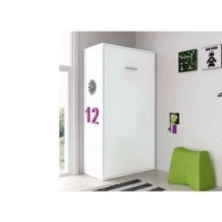 LES TENDANCES Lit Mural Escamotable Superposé 2 Couchages 90x190 Cm Blanc Satiné Liker 6 LES TENDANCES Lit Mural Escamotable Superposé 2 Couchages 90x190 Cm Blanc Satiné Liker -Lit enfant Soldes Boutique 40715081 3