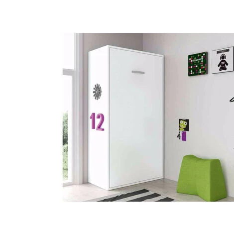 LES TENDANCES Lit Mural Escamotable Superposé 2 Couchages 90x190 Cm Blanc Satiné Liker 3 LES TENDANCES Lit Mural Escamotable Superposé 2 Couchages 90x190 Cm Blanc Satiné Liker – Image 3