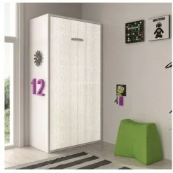 LES TENDANCES Lit Mural Escamotable Superposé 2 Couchages 90x190 Cm Chêne Blanc Liker -Lit enfant Soldes Boutique 40716156 3