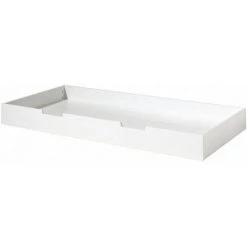 LES TENDANCES Lit Cabane Gigogne 90x200 Cm Pin Massif Fenêtre Avec Rideau Coton Blanc Parade -Lit enfant Soldes Boutique 40718373 3