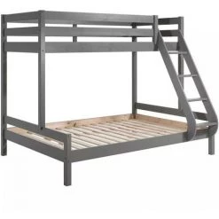 LES TENDANCES Lit Superposé 90/140x200 Cm Pin Massif Gris Pino