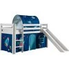 LES TENDANCES Lit Toboggan 90x200 Cm Avec Tente Et Tunnel Astra Pin Massif Blanc Pino
