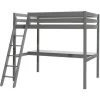 LES TENDANCES Lit Mezzanine 140x200 Cm Avec Bureau Pin Massif Gris Pino