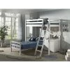 LES TENDANCES Chambre Enfant 3 Pièces Lit Mezzanine Lit Simple Et Commode 2 Portes Pin Massif Blanc Pino 90x200 Cm