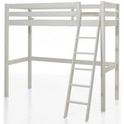LES TENDANCES Chambre Enfant 3 Pièces Lit Mezzanine Lit Simple Et Commode 2 Portes Pin Massif Blanc Pino 90x200 Cm -Lit enfant Soldes Boutique 40723383 3