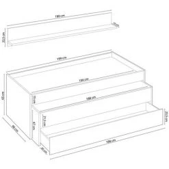 Lit Enfant Gigogne Double Coloris Blanc Artic / Blanc Poli - Hauteur 65 X Longueur 199 X Profondeur 96 Cm -PEGANE- -Lit enfant Soldes Boutique 40745019 4