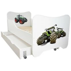 BEBEGAVROCHE Pack Complet Lit Tracteur = Lit +sommier+tiroir De Rangement +Matelas & Parure+Couette+Oreiller - 70 X140 Cm - Multicolor -Lit enfant Soldes Boutique 40899545 4
