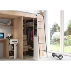 BIM FURNITURE Lit Superposé Mezzanine VERANA Droite Chêne Sonoma / Blanc - CHÊNE SONOMA / BLANC -Lit enfant Soldes Boutique 40984092 4