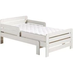 LES TENDANCES Lit évolutif Avec Sommier Pin Massif Blanc Jeep - Modéle Sans Tiroir -Lit enfant Soldes Boutique 41339678 4