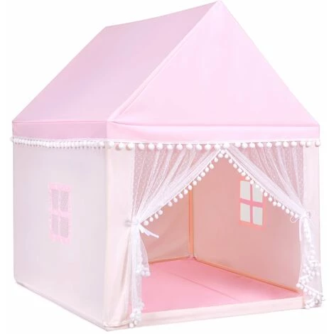 DéCOSHOP26 Tente De Jeu Enfant Château Intérieur Cadre En Bois Couverture En Coton Rose - Vert 1 DéCOSHOP26 Tente De Jeu Enfant Château Intérieur Cadre En Bois Couverture En Coton Rose - Vert