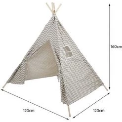 YONGQING Tente De Tipis Pour Enfant Tente Indiennes De Jeu Classique En Toile 100% Coton Gris-blanc - Gris-blanc 8 YONGQING Tente De Tipis Pour Enfant Tente Indiennes De Jeu Classique En Toile 100% Coton Gris-blanc - Gris-blanc -Lit enfant Soldes Boutique 42277098 4
