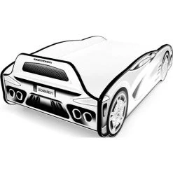 LEOMARK Moderne Lit D'Enfant Toddler SPORT CAR Noir Et Blanc 140/70 Cm