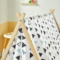 SoBuy OSS02-F02 Tente De Jeu Pour Enfant Avec 2 Portes Et Une Fenêtre Gris Clair -Lit enfant Soldes Boutique 42753167 4