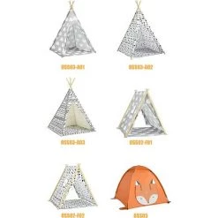 SoBuy OSS02-F02 Tente De Jeu Pour Enfant Avec 2 Portes Et Une Fenêtre Gris Clair -Lit enfant Soldes Boutique 42753167 5