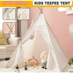 Tente De Tipi Tapis Toile De Tente Bébé Pliable Tente De Jeux Pour Enfants Blanc 1.35m Coxolo -Lit enfant Soldes Boutique 44455884 3